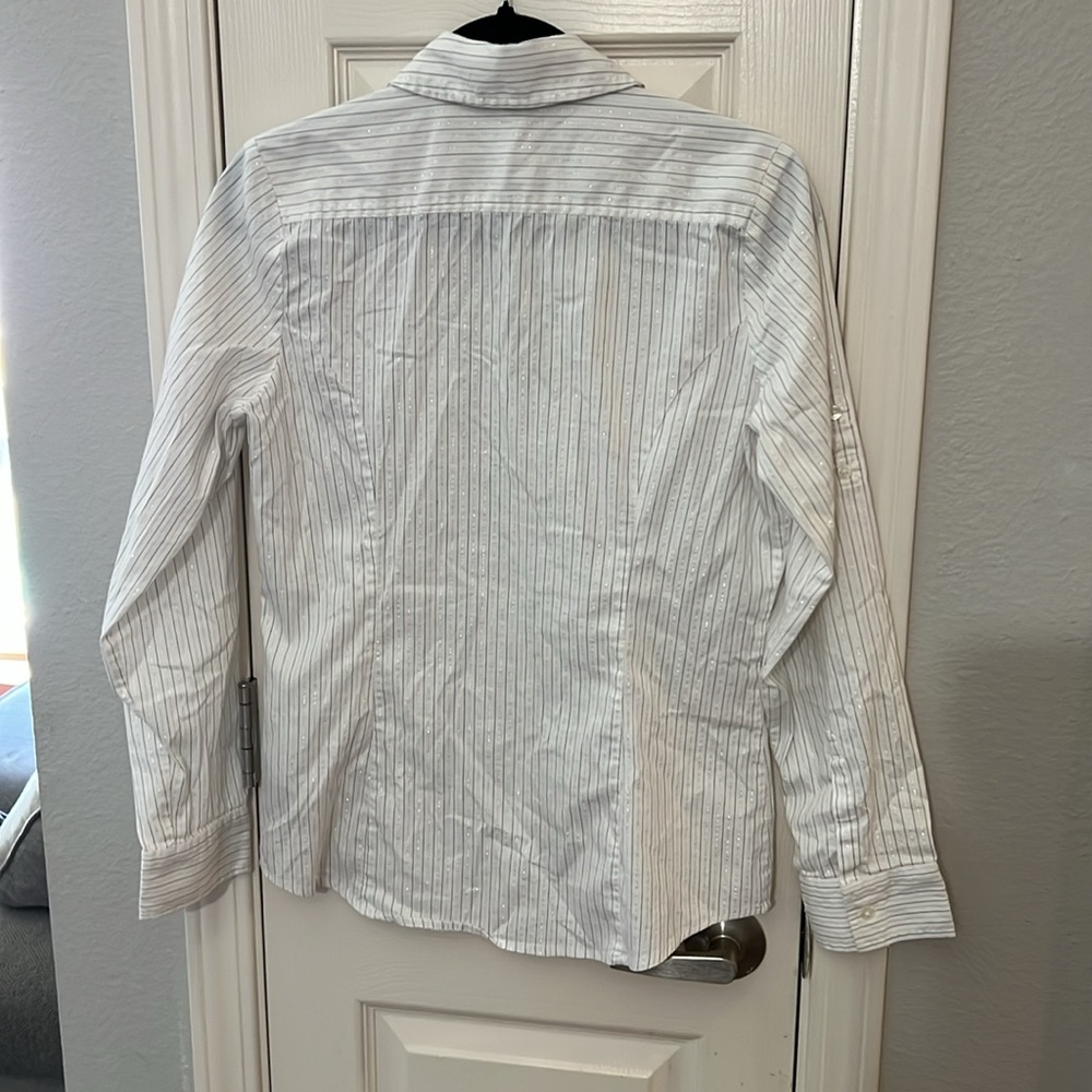 Express Essential Stretch Pin Striped Button Down - Picture 3 of 3